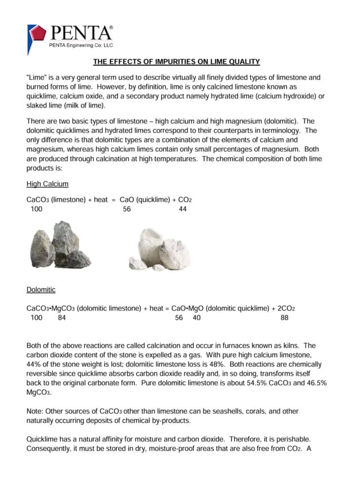 EFFECTS OF IMPURITIES ON LIME QUALITY